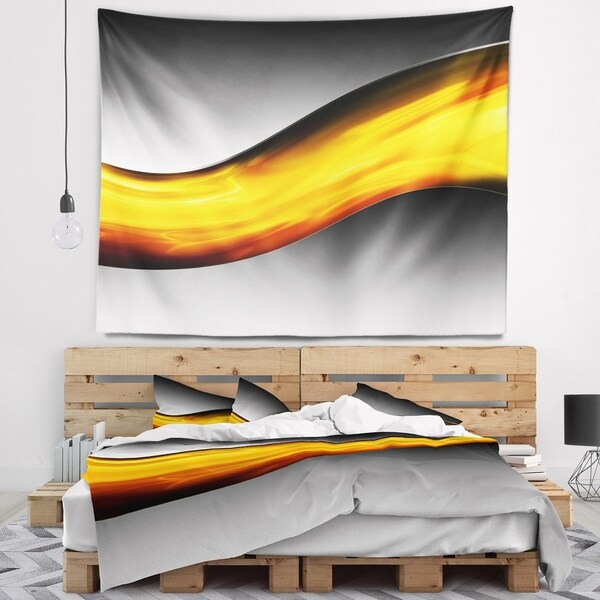 Designart 'Wave of Golden Lava' Abstract Wall Tapestry
