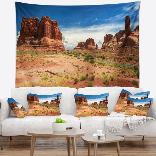 Designart 'American Road in Arches National Park' Landscape Wall Tapestry