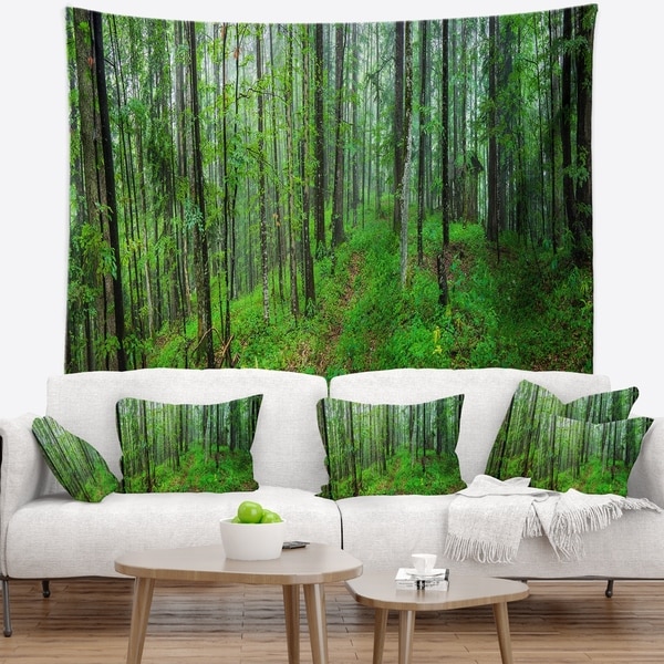 Designart 'Green Wild Forest with Dense Trees' Forest Wall Tapestry