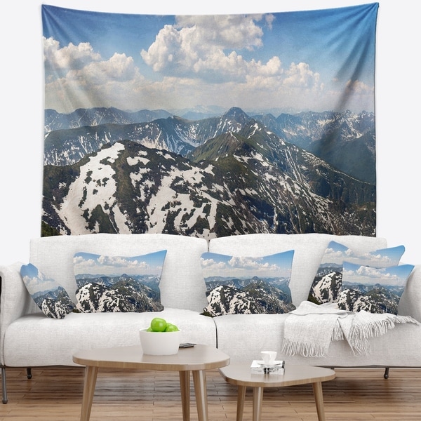 Designart 'Green Mountains in Spring Panorama' Landscape Wall Tapestry