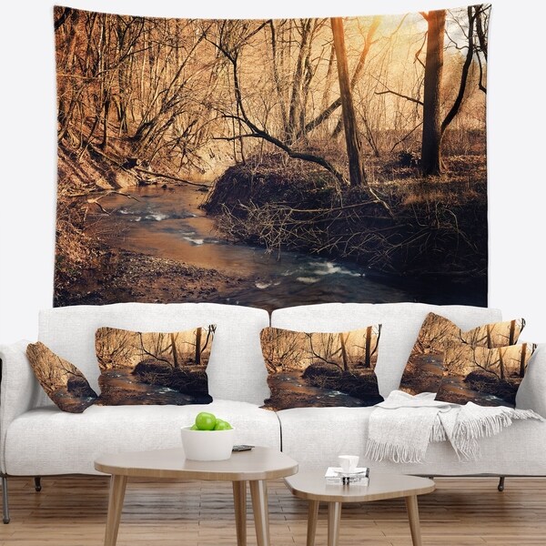 Designart 'Brown Creek in National Park' Modern Forest Wall Tapestry