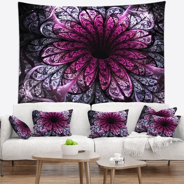 Designart 'Dark Purple Fractal Flower Digital Art' Floral Wall Tapestry