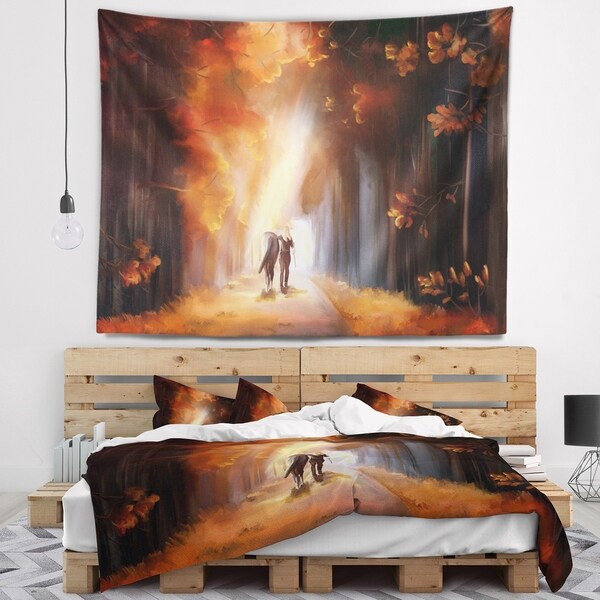 Designart 'Walking in Park' Landscape Wall Tapestry
