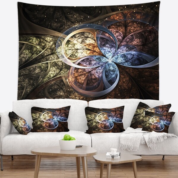 Designart 'Dark Brown Fractal Flower Digital Art' Floral Wall Tapestry