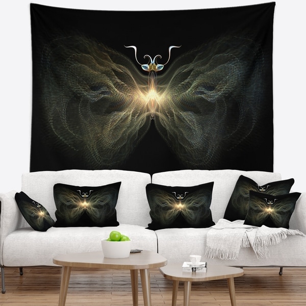 Designart 'Yellow Fractal Butterfly in Dark' Abstract Wall Tapestry