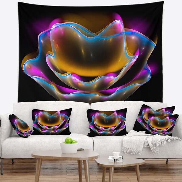 Designart 'Colorful Fractal Flower in Dark' Floral Wall Tapestry