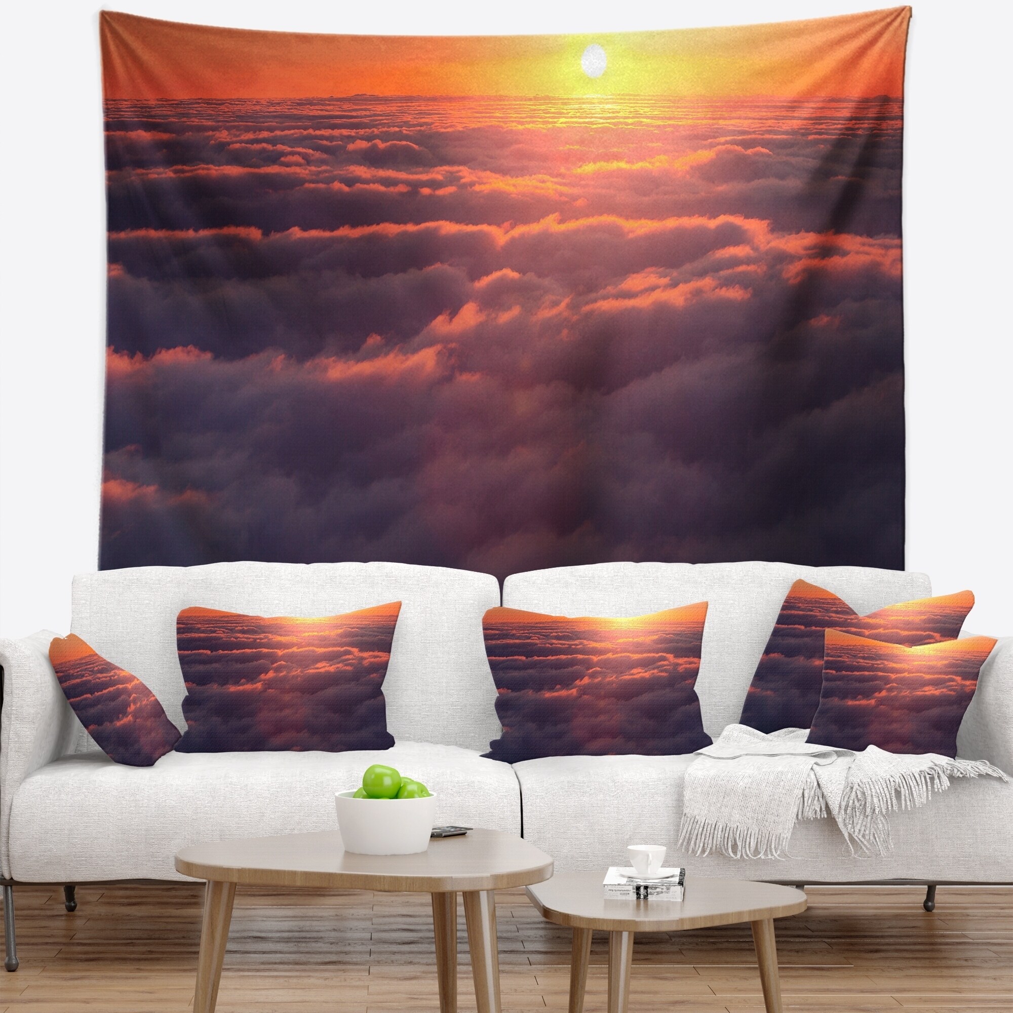 Designart 'Amazing Sunset View over Clouds' Landscape Wall  Small