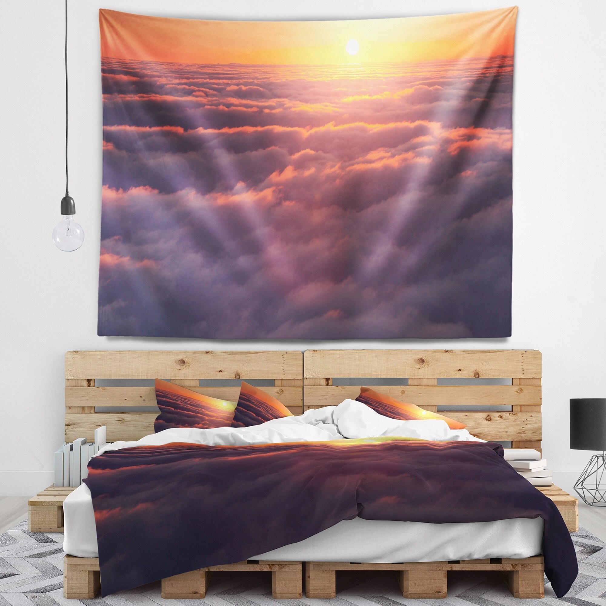 Designart 'Amazing Sunset View over Clouds' Landscape Wall  Small