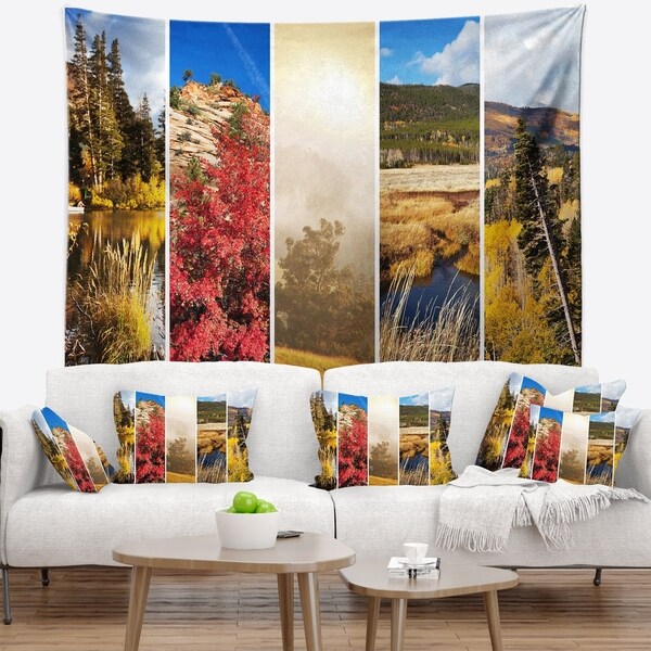 Designart 'Autumn in Sierra Nevade Collage' Landscape Wall Tapestry