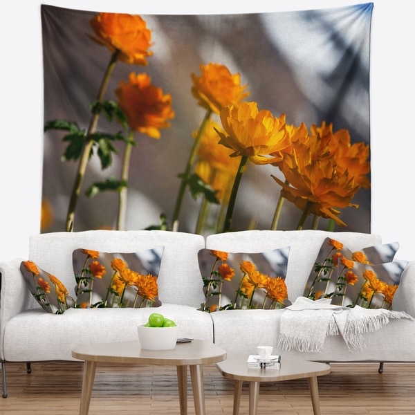 Designart 'Attractive Small Yellow Flowers' Flower Wall Tapestry