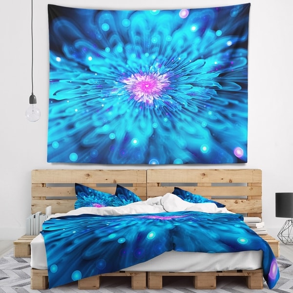 Designart 'Magical Blue Glowing Flower' Floral Wall Tapestry