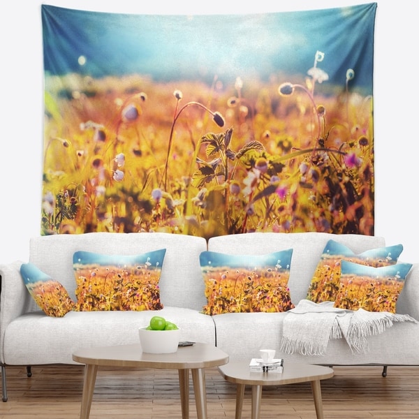 Designart 'Little Mountain Flowers on Sunny Day' Flower Wall Tapestry