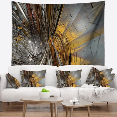 Designart 'Fractal Yellow Connected Stripes' Contemporary Wall Tapestry