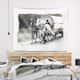 Designart 'Horse Cart Black and White' Animal Painting Wall Tapestry ...