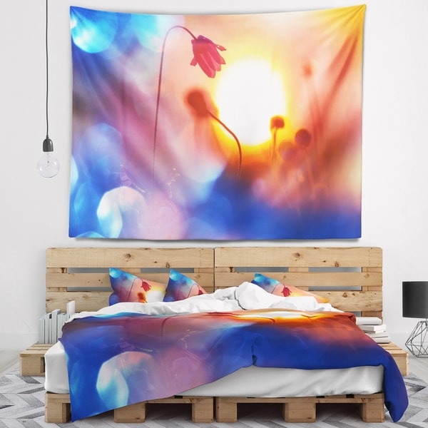Designart 'Beautiful Blurred Flowers At Sunset' Floral Wall Tapestry