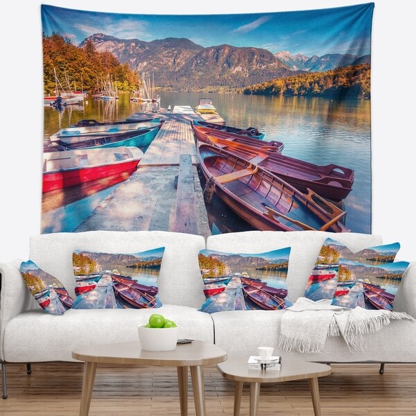 Designart 'Bohinj Lake in Morning' Landscape Photo Wall Tapestry
