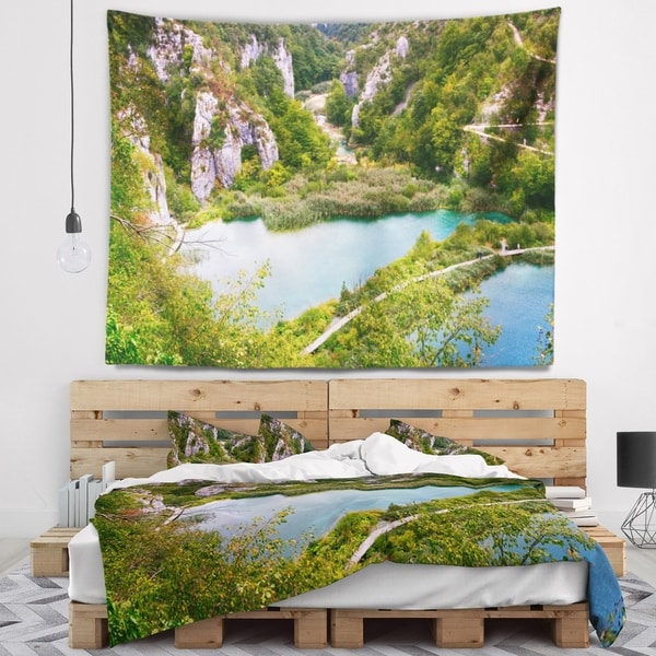 Designart 'Plitvice Lakes Long View' Landscape Photo Wall Tapestry