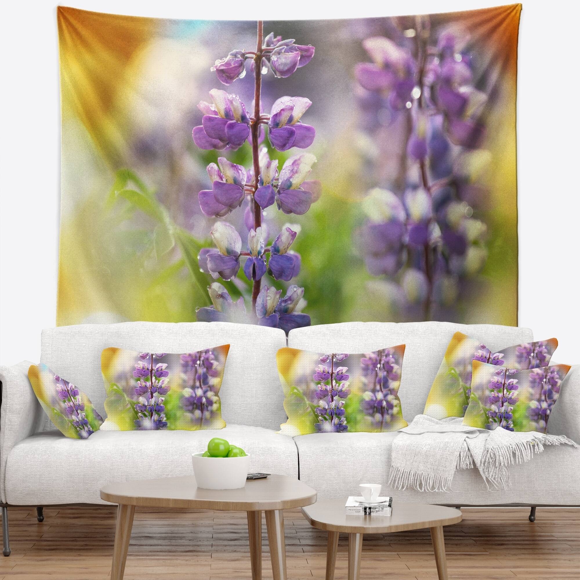 Designart 'Beautiful Blue Lupin Flowers' Flower Wall Tapestry - Bed ...