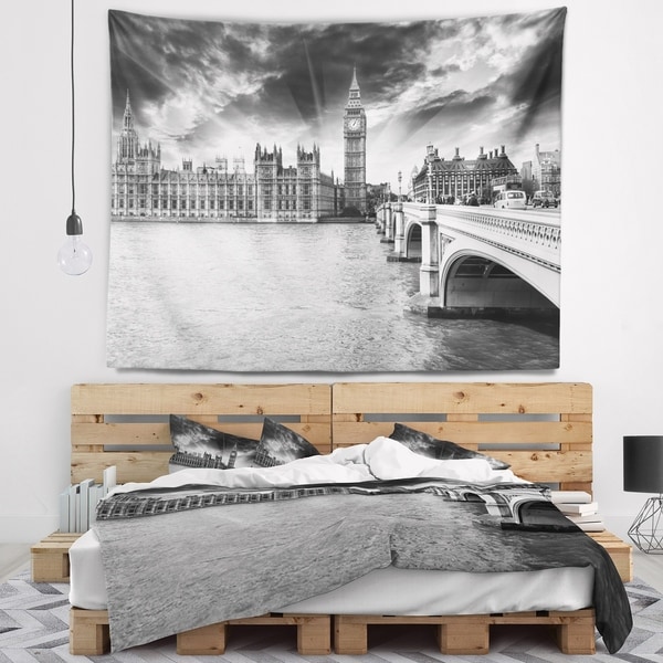 Designart 'Westminster Palace in Gray Shade' Photography Wall Tapestry
