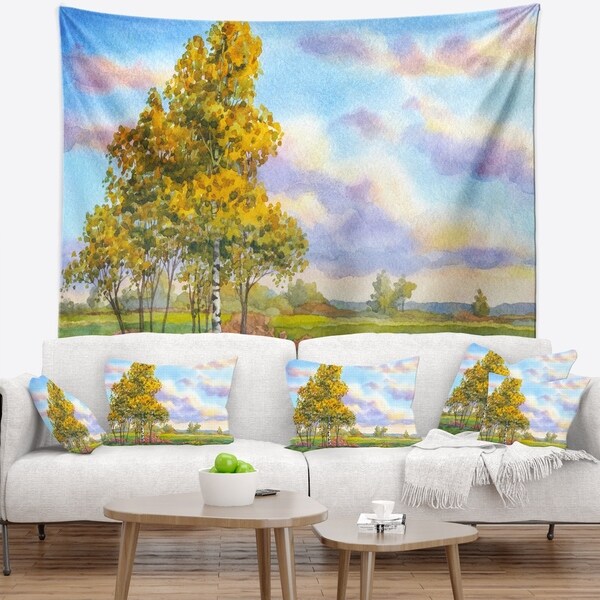 Designart 'Green Trees in Evening' Landscape Photography Wall Tapestry