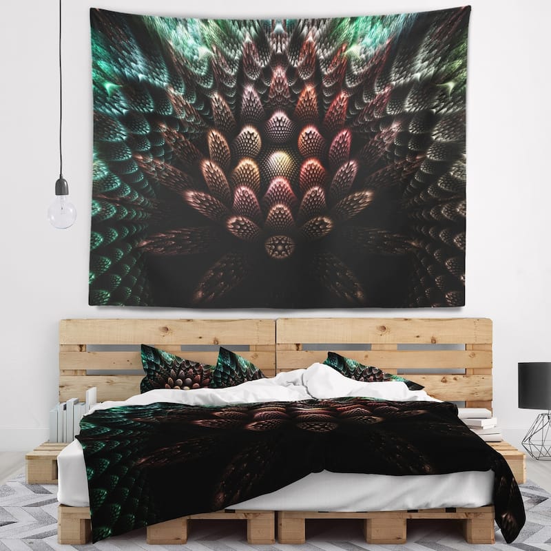 Designart 'Fractal 3D Flower Fantasy' Contemporary Wall Tapestry - Bed ...