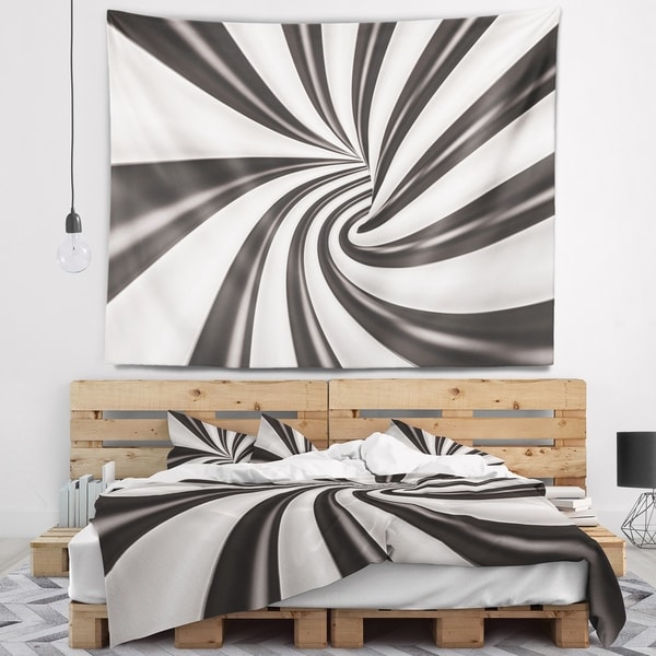 Designart 'Fractal 3D Black N White Tunnel' Contemporary Wall Tapestry