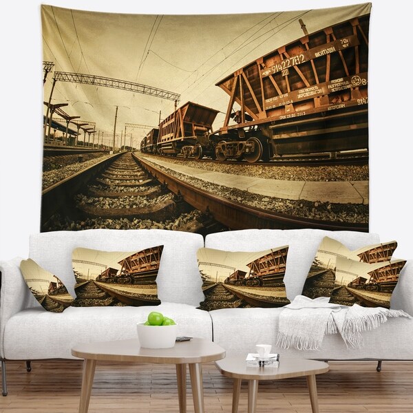 Designart 'Railway Tracks in Ukraine' Landscape Photo Wall Tapestry