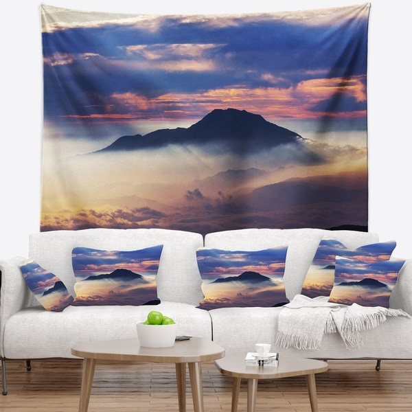 Designart 'Amazing Java Mountain in Fog' Landscape Wall Tapestry