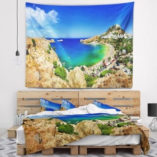 Designart 'Lindos Bay Greece Panorama' Landscape Photography Wall ...