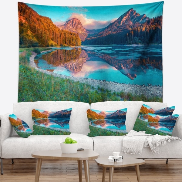 Designart 'Beautiful Swiss Lake Obersee' Landscape Photography Wall Tapestry