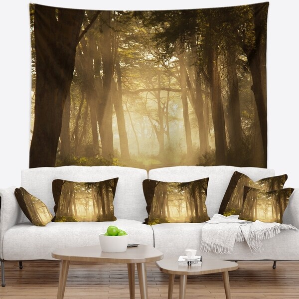 Designart 'Deep Jungle with Foggy Sunlight' Landscape Wall Tapestry