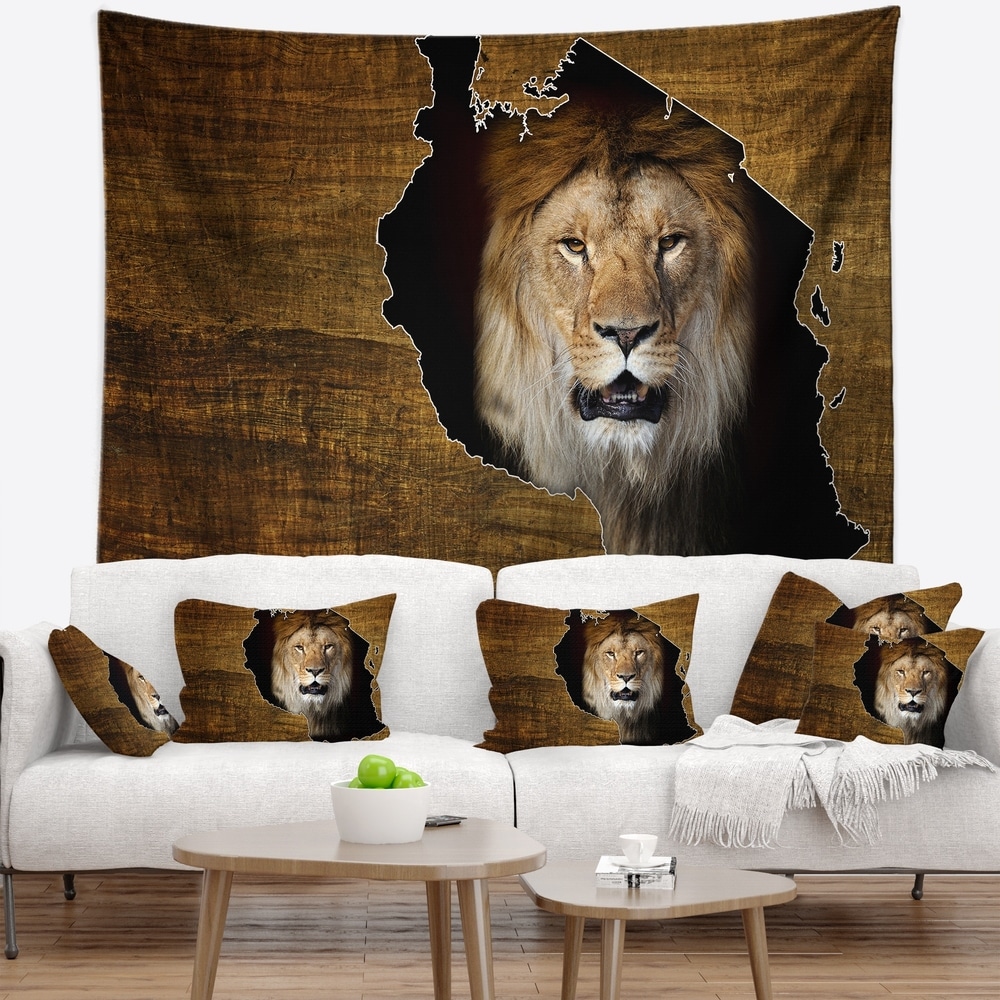 Designart Tanzania Wildlife Map Design Abstract Wall Tapestry 39 In X 32 In Shefinds