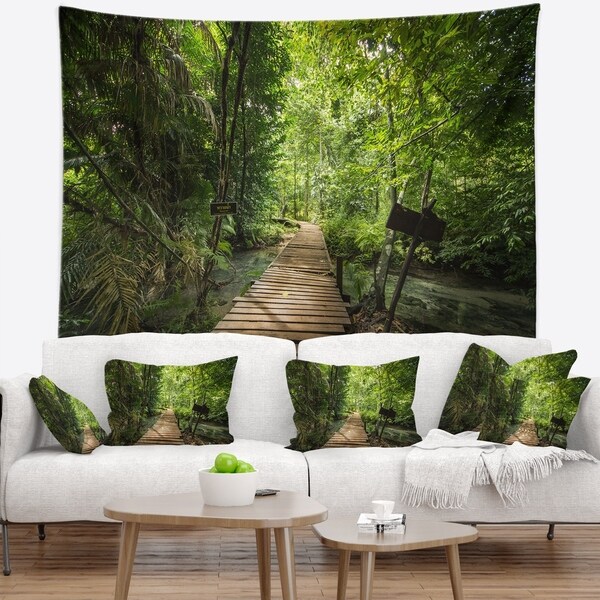Designart 'Forest Way to Emerald Pool' Landscape Photo Wall Tapestry