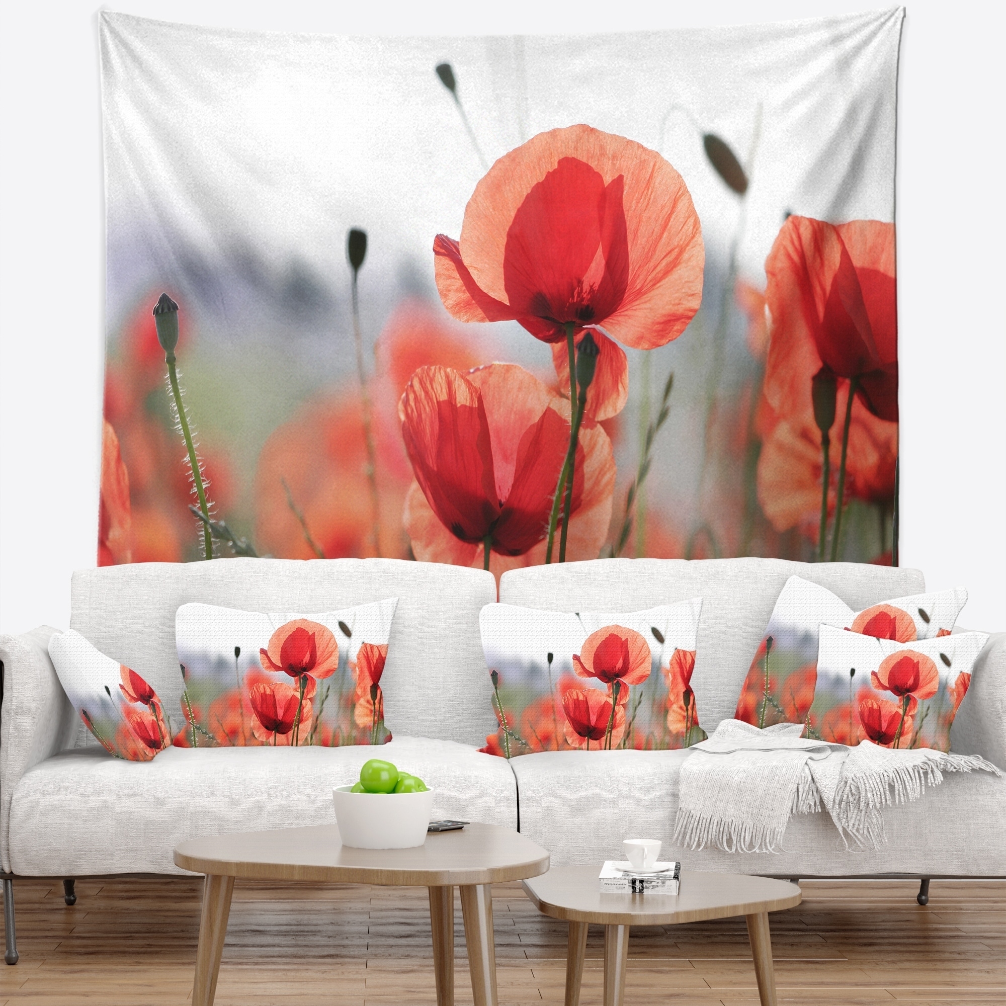 Medium Designart TAP13002-39-32 Soft Poppy Flowers Petals View Floral Blanket D/écor Art for Home and Office Wall Tapestry 39 x 32 Created on Lightweight Polyester Fabric