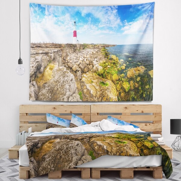 Designart 'Portland Bill Lighthouse' Landscape Wall Tapestry