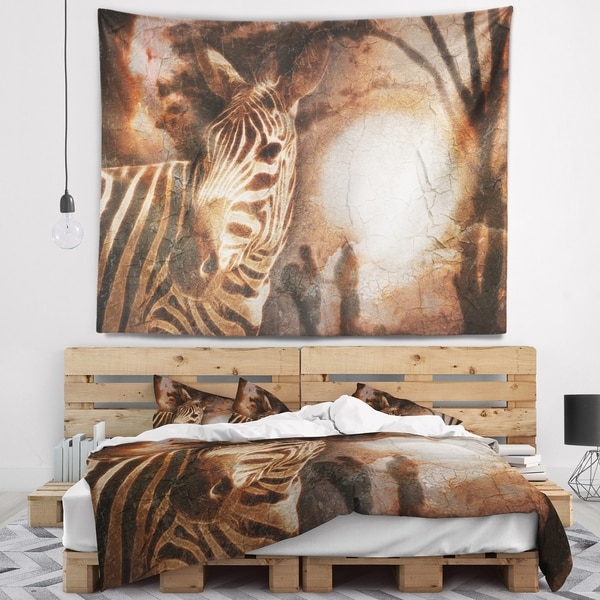Designart 'Vintage Style African Zebra' African Wall Tapestry