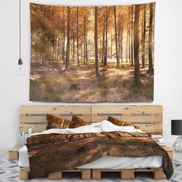 Designart 'Thick Fall Forest with Orange Leaves' Landscape Photography Wall Tapestry