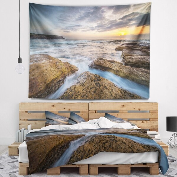Designart 'Bright Sydney Coastline View' Seascape Wall Tapestry
