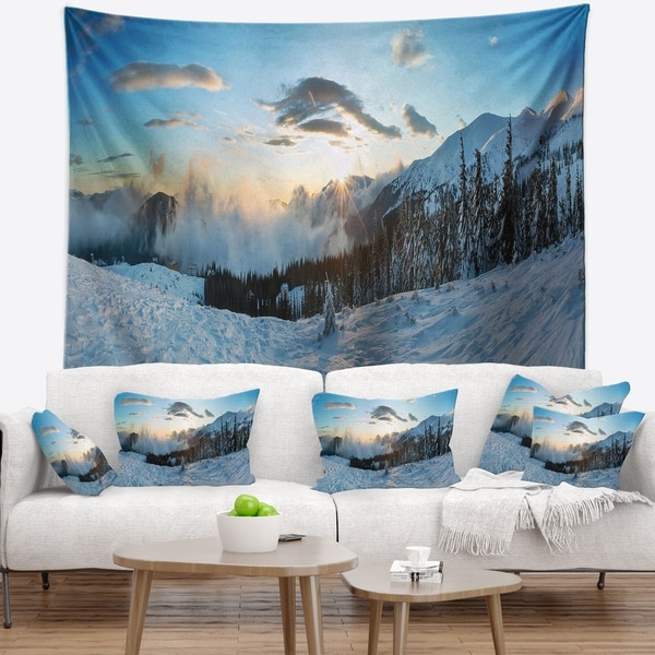 Designart 'Morning Winter Carpathian Mountains' Landscape Wall Tapestry