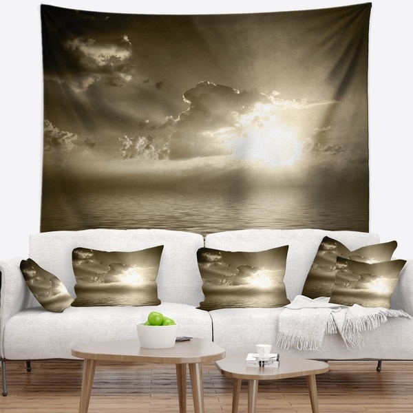Designart 'Sepia Toned Cloudy Sunrise' Landscape Wall Tapestry
