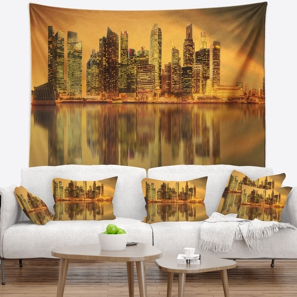 Designart 'Singapore Marina Bay Skyscrapers' Cityscape Wall Tapestry