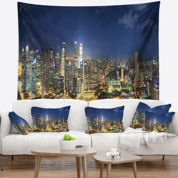 Designart 'Singapore Skyscrapers Panorama' Cityscape Wall Tapestry