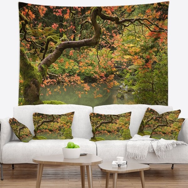 Designart 'Japanese Garden Fall Season' Landscape Wall Tapestry