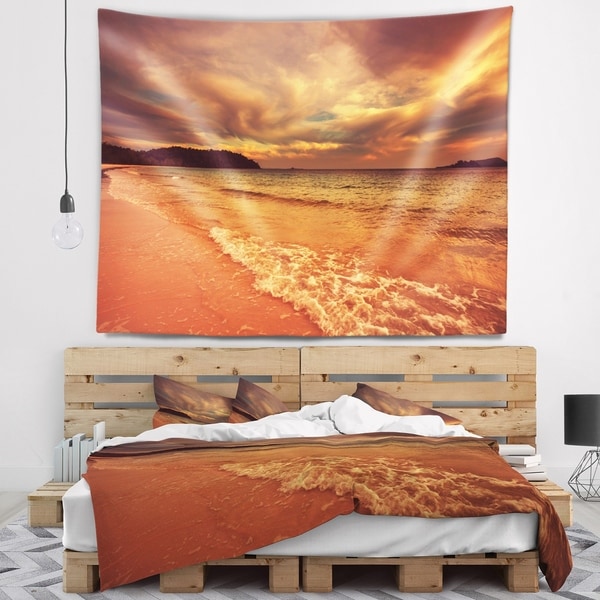 Designart 'Brown Serene Tropical Beach' Seashore Wall Tapestry