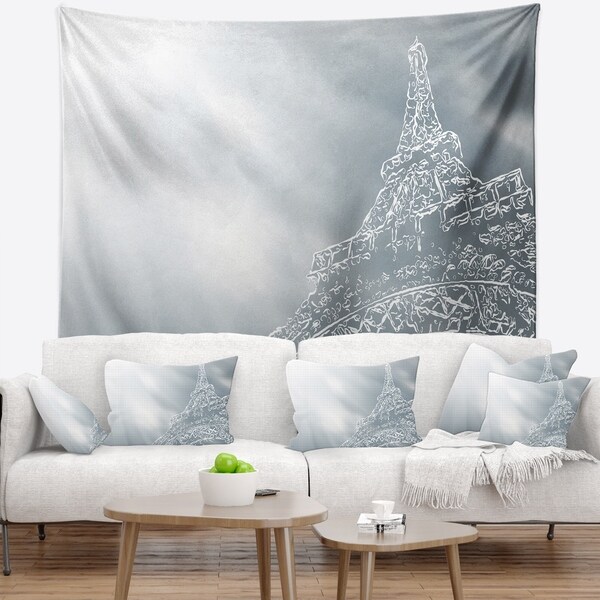 Designart 'Paris Eiffel TowerArt Background' Wall Tapestry