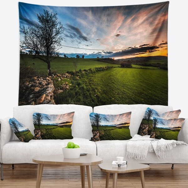 Designart 'Beautiful Green Meadow in Sardinia' Landscape Wall Tapestry