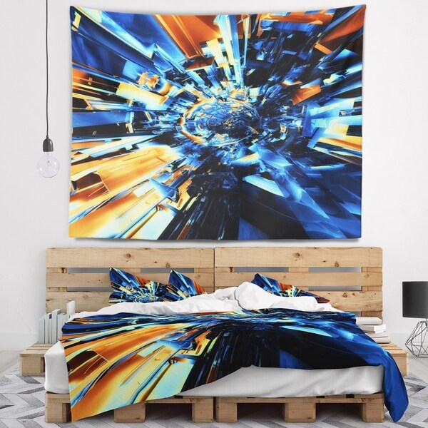 Designart 'Into the Center Blue Fractal Design' Abstract Wall Tapestry