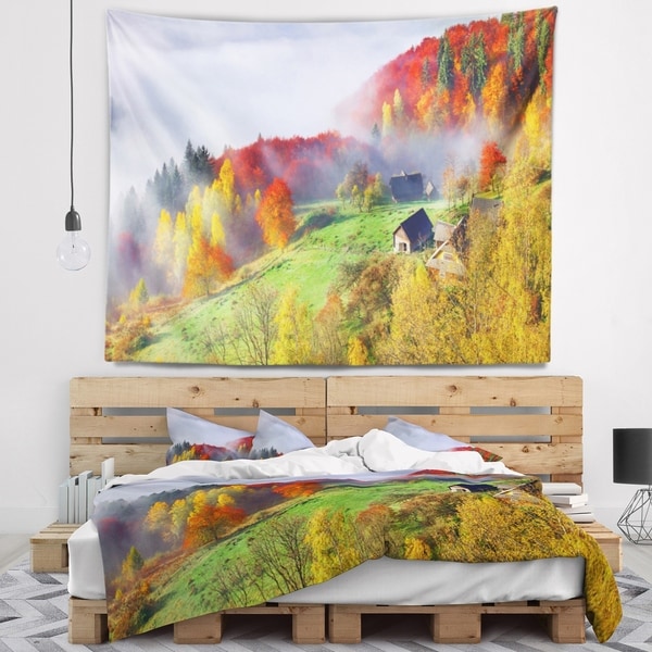 Designart 'Colorful Autumn Landscape in Mountains' Landscape Wall Tapestry