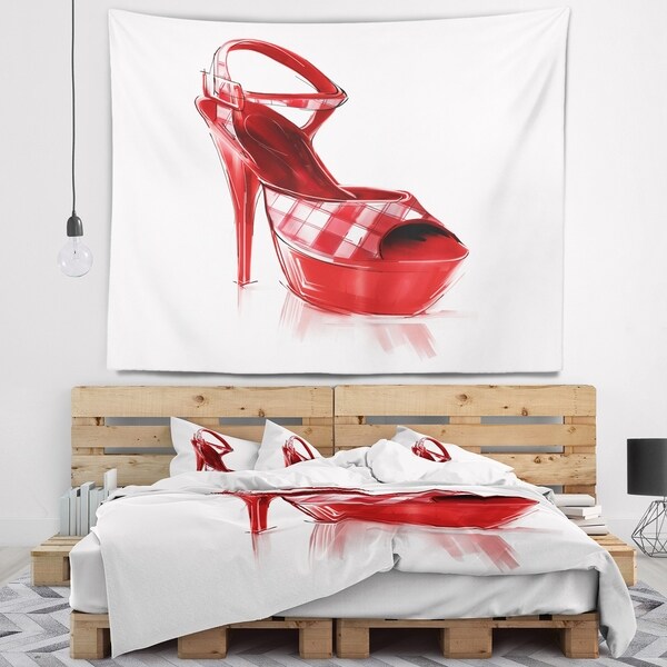 Designart 'Red High Heel Women s Shoe' Contemporary Wall Tapestry
