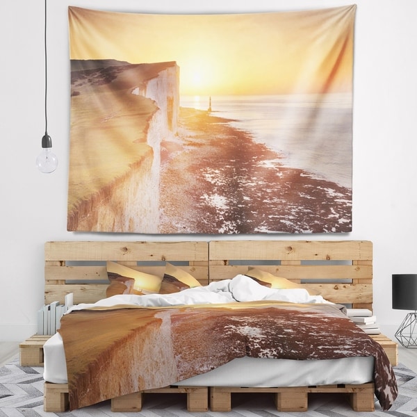 Designart 'Sunrise over South Coast of England' Modern Seashore Wall Tapestry